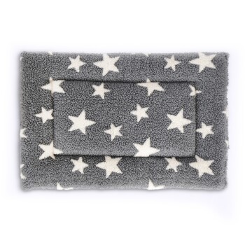Petlife Sherpa Fleece Crate Mat Grey with White Stars XL