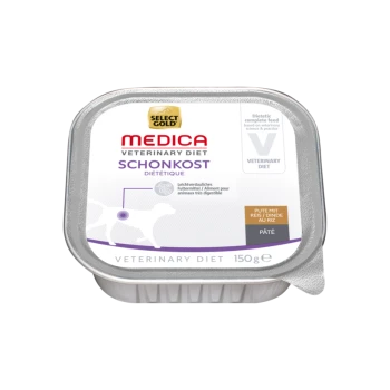 Select Gold Medica Veterinary Diet Schonkost, 150g, diätetisches Vollfutter für Haustiere, mit Truthahn und Reis, leicht verdaulich.