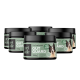 Sechs Gläser des Hundesupplements 'Petstile Gut Guard', jeweils 150 g, gekennzeichnet als 100% natürlich mit einem Bild eines Border Collies, das die Verdauungsgesundheit fördert.