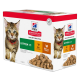 Hill's Science Plan Poultry Selection pour les chatons de moins d'un an, avec 6 sachets de poulet et 6 sachets de dinde, avec des morceaux dans une sauce.