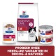 Hill's Prescription Diet Digestive Care producten: droogvoer, natvoerblikken en een zak met een rode 'PROBEER ONZE HEERLIJKE VARIANTEN' banner.