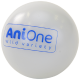 Balle en caoutchouc blanche avec un texte bleu indiquant "AniOne variété sauvage."