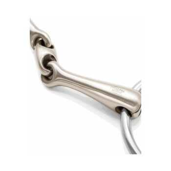 Nahaufnahme einer glänzenden, silbernen Hundehalskette mit einem einzigartigen knochenförmigen Glieddesign, mit 'NUTRA GERMANY' eingraviert.