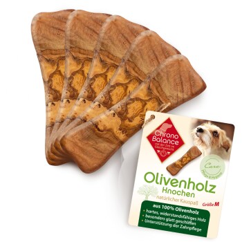 ChronoBalance Olivenholz Kauknochen für Hunde 5er Set 500 g