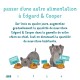 Illustration d'une transition de quatre jours vers la nourriture pour chiens Edgard & Cooper, montrant 25%, 50%, 75% et 100% avec des conseils pour ajuster les portions.
