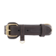 Braunes Leder-Haustierhalsband mit goldener Schnalle und Nähdetails, mit einer Schlaufe für Anhänger.