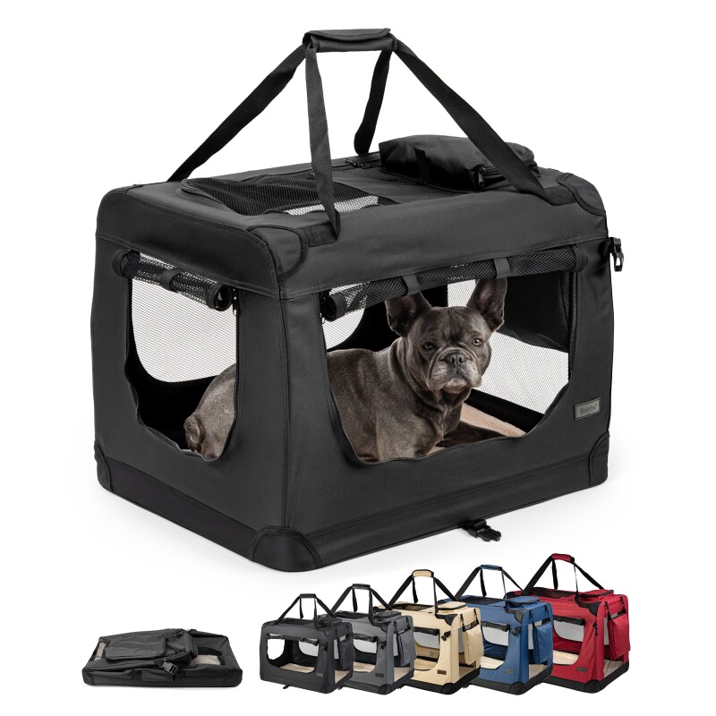 Lionto Hundetransportbox - Faltbar - Schwarz L