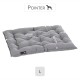 Graues Hundebett mit gepolstertem Design, misst 60 cm mal 50 cm, beschriftet mit 'Pointer' und Größe 'L.'