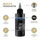 Schwarze Flasche von Petcare Petcat Protect 3010 mit einem Katzenbild, mit Text über 100% pflanzliche Inhaltsstoffe und einer beruhigenden Formel.