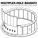 Multiplex-Holz-Bausatz zum Bau eines Laufrades, mit einem kreisförmigen Design und Montageanleitungen in deutscher Sprache.