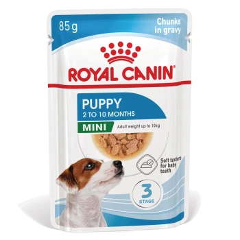 Royal Canin Puppy Mini pouch, 85g, 2-10 months, chunks in gravy, soft texture for baby teeth