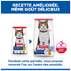 Deux sacs de nourriture Hill's Science Plan pour chats matures avec un chat tigré, texte « RECETTE AMÉLIORÉE... » et badge ActivBiome+