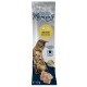 Emballage de friandises pour chat avec 'Soft Rolls Moments' au goût de poulet et de fromage, montrant un chat atteignant les friandises.