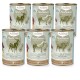 Sechs Dosen Aniforte PureNature Hundefutter, beschriftet "Wildforest", "Ranchhorse" und "Wildbuffalo", mit Illustrationen von Tieren.