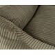 Nahaufnahme eines plüschigen, olivgrünen Haustierbettes mit gerippter Textur, das seinen weichen Stoff und das gemütliche Design zeigt.
