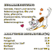 Chat de dessin animé sur fond jaune avec du texte sur la nourriture pour animaux : protéines 22 %, matières grasses 22 %, matières inorganiques 8 %, fibres 1,5 %, énergie 414 kcal/100g.