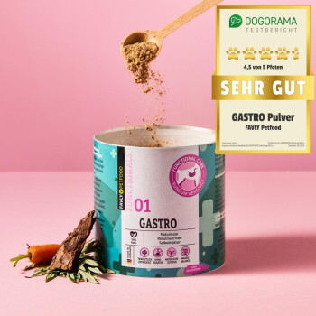 Gastro Kräuter Haustierergänzungspaket, das 100 % natürliche Inhaltsstoffe, keine Zusatzstoffe, Eignung für alle Altersgruppen und Unterstützung der Verdauung hervorhebt.