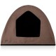 Braunes Haustierzelt mit dreieckiger Form und einem großen Eingang, entworfen für kleine Tiere, um einen gemütlichen Versteckplatz zu bieten.