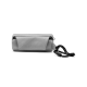 Grau farbiger Zubehörbeutel für Haustiere mit Reißverschluss und schwarzem Kordelzug, mit strukturierter Oberfläche und kompaktem Design.