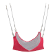 Hamac pour animaux rose avec un intérieur gris doux, suspendu par des clips et cordes métalliques, conçu pour les petits animaux.