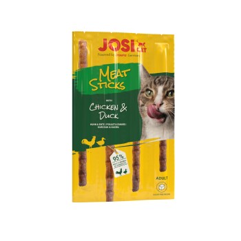 JosiCat Meat Sticks mit Huhn & Ente Katzenleckerlis, 95 % Fleisch & tierische Nebenerzeugnisse, zuckerfrei, für erwachsene Katzen.