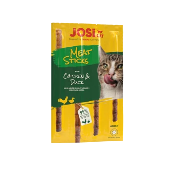 JosiCat Meat Sticks mit Huhn & Ente Katzenleckerlis, 95 % Fleisch & tierische Nebenerzeugnisse, zuckerfrei, für erwachsene Katzen.
