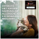 Eine Frau hält eine flauschige Katze, während sie Purina Pro Plan LiveClear Katzenfutter bewirbt, das Allergene im Katzenhaar reduziert.