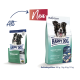 Zwei Hundefutterbeutel mit der Aufschrift "Happy Dog Medium Adult": links ist das alte Design, rechts das neue mit Border Collie, "Neu," und "Hergestellt in Deutschland."