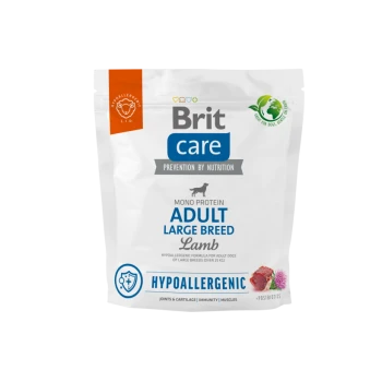 Biała torba karmy Brit Care dla psów – Adult Large Breed Lamb, hipoalergiczna.