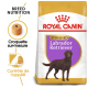 Sac de nourriture pour chiens Royal Canin Sterilised Labrador Retriever avec une illustration de Labrador marron et un texte sur la nutrition de la race et le contrôle de l'appétit.