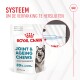 Verpakking van Royal Canin Joint & Ageing Chews met een Siberische Husky, met tekst die een hersluitbaar systeem en tevredenheidsstatistiek benadrukt.