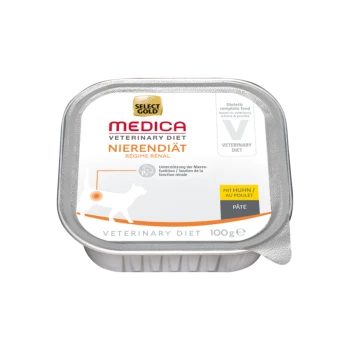 Select Gold Medica Veterinary Diet Nierendiät, 100g, diätetisches Katzenfutter zur Nierenunterstützung, mit einer Hühnerpastete-Formel.