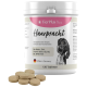 Behälter von TierPlus Haarpracht, einem Biotin-Komplex für die Haut- und Fellgesundheit von Haustieren, mit angezeigten Tabletten, hergestellt in Deutschland.