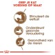 Bild, das Katzenfutter mit niederländischem Text bewirbt: "Voeding op maat" und Vorteilen: "Stimuleert eetlust," "Ondersteunt veroudering," "Gezondheid nieren."