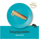 Filet de thon sur une assiette bleue ; badge '100 % INGRÉDIENTS NATURELS', silhouette de chat, texte 'Hauptzutaten THUNFISCH' (ingrédients principaux : thon).