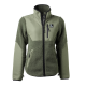 Olivgrüne Hundejacke mit Fleece-Textur, mit Reißverschluss vorne und zwei Seitentaschen, mit dem Logo 'Dog Coach'.