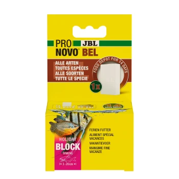 Holiday Block Fischfutter von JBL, geeignet für alle Arten, bietet ein Futterdepot für 14 Tage. Sinkblock für Fische von 3-20 cm.