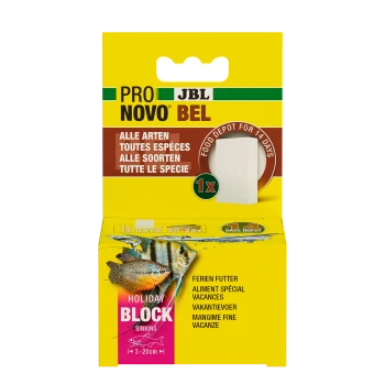 Holiday Block Fischfutter von JBL, geeignet für alle Arten, bietet ein Futterdepot für 14 Tage. Sinkblock für Fische von 3-20 cm.
