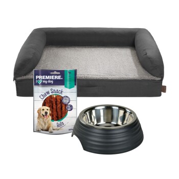 Set Ortho Bed für Hunde – Ortho Bed + Snack + Napf