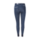 Dunkelblaue Reithosen mit einem gemusterten Sitz, mit einem schwarzen Bund und einer kleinen Reißverschlusstasche auf der Rückseite.
