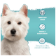 Image of a dog with text highlighting benefits: "Healthy Coat," "Highly Digestible," and "Suitable for Sensitive Dogs."
