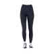 Schwarze hochtaillierte Leggings mit seitlichen Details, getragen mit schwarzen Turnschuhen, auf einem Mannequin vor einem weißen Hintergrund.