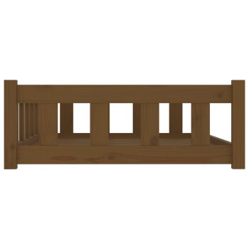 Holz-Haustierbett mit slatted Basis und niedrigen Seitenwänden, entworfen für Komfort und Stil.