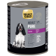 Select Gold Adult Pure Lamm Nassfutterdose für Hunde, 800g, getreidefreie Formel mit 70 % Lammprotein, Bild eines schwarz-weißen Hundes.
