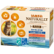 IAMS Naturally Sea Collection Katzenfutter-Box, Foto einer getigerten Katze, '1+ Adult', '12 x 85 g = 1,02 kg' und MSC-/ASC-Logos.