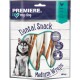 Premiere I Love My Dog Dental Snack Medium Wraps packaging featuring a wolf-like dog, with a transparent window showing the treats inside.