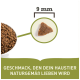 Haustierfutter-Kibble in einer Schüssel mit einer Nahaufnahme eines einzelnen Stücks, das 9 mm misst, der Text lautet "Geschmack, den dein Haustier naturgemäß lieben wird."