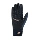 Schwarze Roeckl-Handschuhe mit strukturierter Oberfläche und pinkem Logo, entworfen für den Umgang mit Haustieren oder Outdoor-Aktivitäten.