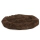 Rundes, flauschiges braunes Haustierbett mit weicher Textur, entworfen für Komfort und Entspannung.