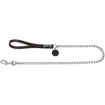 Kettenführleine schwarz 1,3 cm, 1,1 m